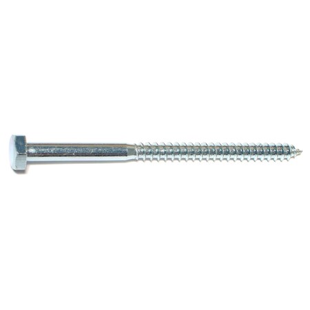 Midwest Fastener Lag Screw, 1/4 in, 4 in, Steel, Zinc Plated Hex Hex Drive, 12 PK 34988